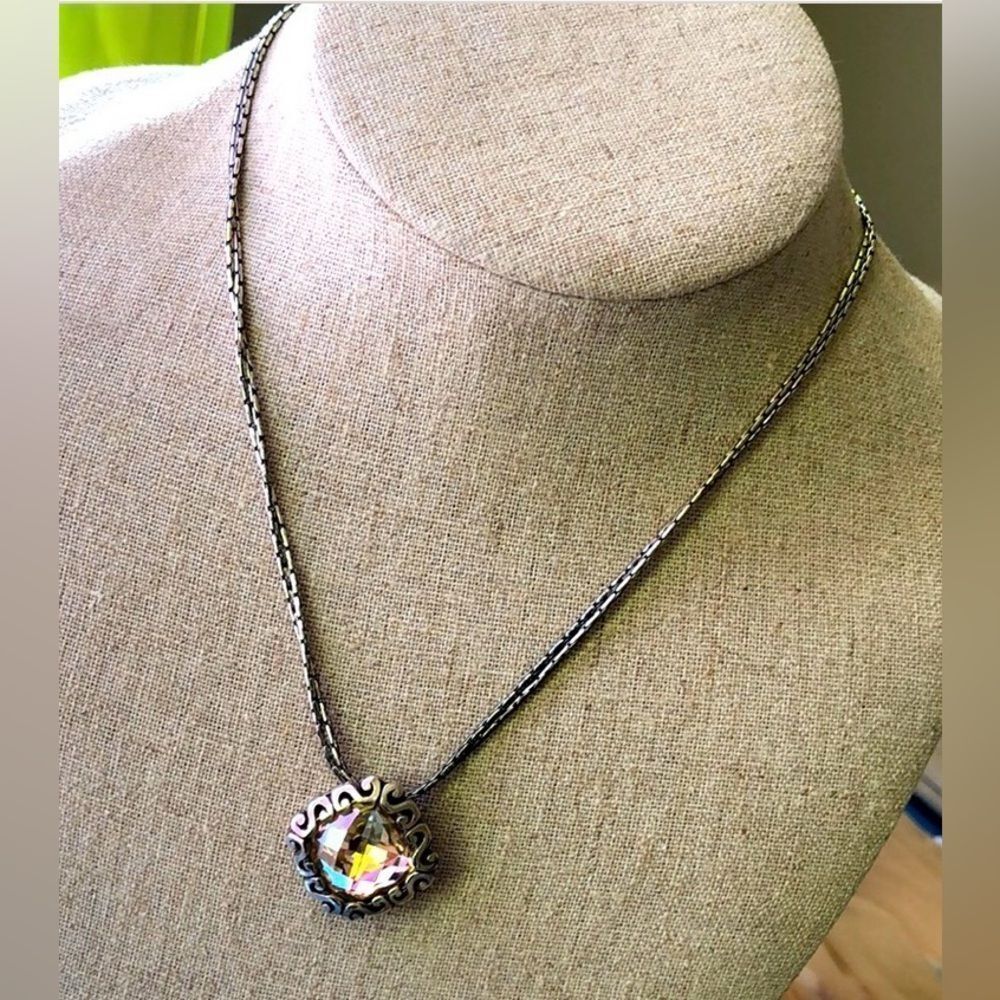 Brighton *Danube* Yellow Crystal 2-Strand Silver Pendant Necklace - Picture 3 of 10